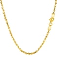 thumbnail image 1 of 14k Yellow Solid Gold Diamond Cut Rope Chain Necklace, 2.25mm, 18", 1 of 3