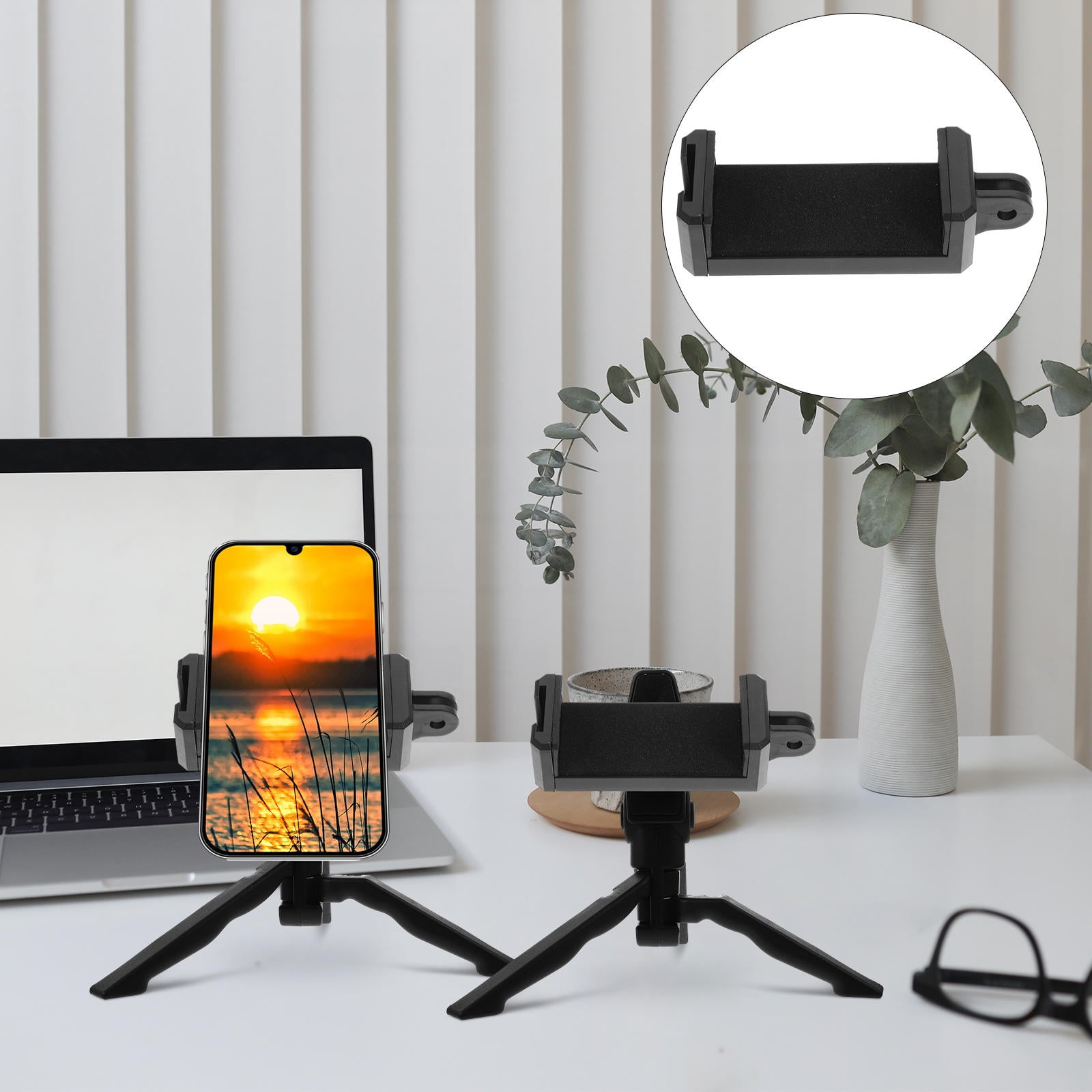 ROSENICE High Strength Phone Holder Clip Black Plastic for Tripod Use