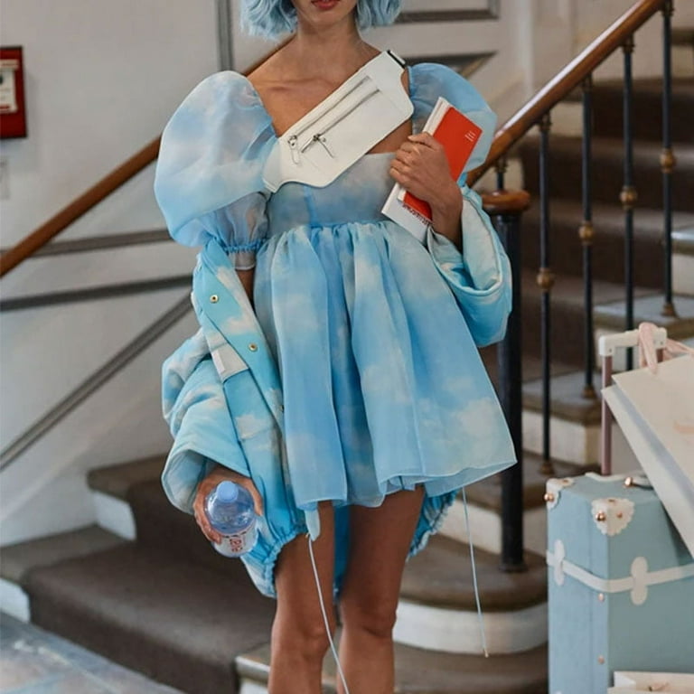 Summer Women Puff Sleeve Tulle Tutu Princess Mini Dress Summer Women Puff Sleeve Tulle Tutu Princess Mini Dress