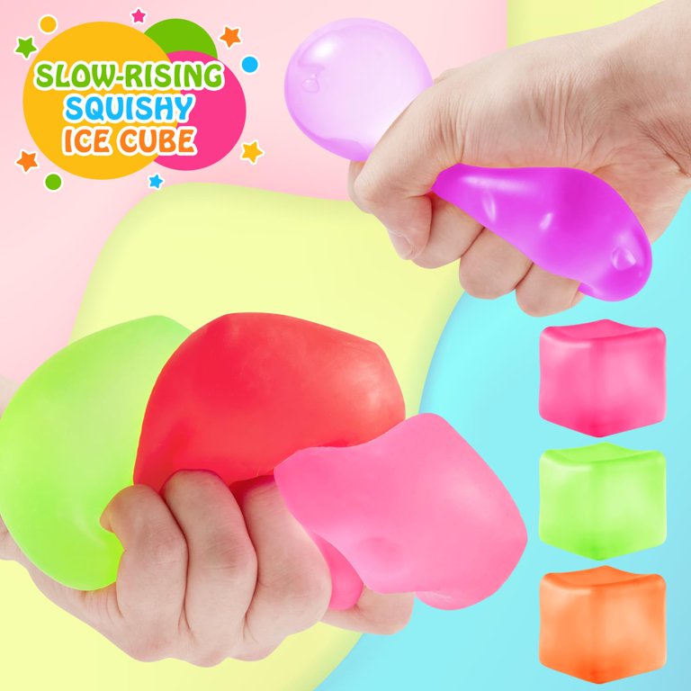 B Squishy Ice Cube Stress Balls - 3Pack Sensory Squeeze Ice Toy Stress Balls Kids Adults Anxiety Relief Funny Fidget Balls Squishy Stress Calming Toys