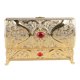 thumbnail image 3 of Vintage Metal Jewelry Box Rectangle Delicate Pattern Trinket Box with Soft Velvet for Rings Earrings Gold, 3 of 5