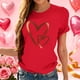 thumbnail image 1 of TaTaai Casual Women's Valentine Heart Print Short-Sleeve T-Shirt, Valentine's Day Daily Party Top, Round Neck Summer Tee Gift, 1 of 5