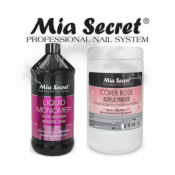 Mia Secret Liquid Monomer 32 oz and Cover Rose Powder 1.5 lb