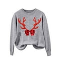 thumbnail image 5 of Ribbed Sweaters for Women Christmas Elk Cardigan Long Sleeve Crew Neck Cardigans Warm Knit Pullover Tops Loose Casual Sweatshirts Basic Winter Outfits, 5 of 8