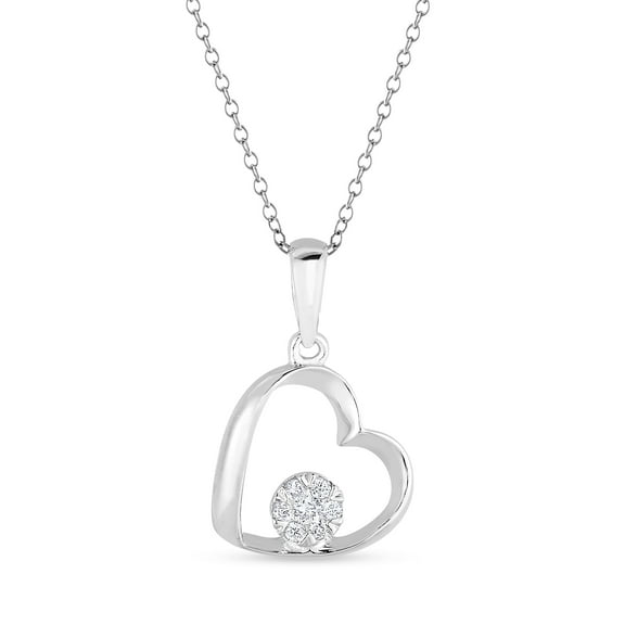 Diamaison 1/20 Cttw Natural White Diamond Heart Pendant for Adult in Sterling Silver
