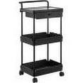 thumbnail image 3 of VEVOR 3-Tier Rolling Cart with Drawer - Lockable Wheels, Multipurpose Storage Organizer for Office, Kitchen, Living Room - Black, 3 of 12