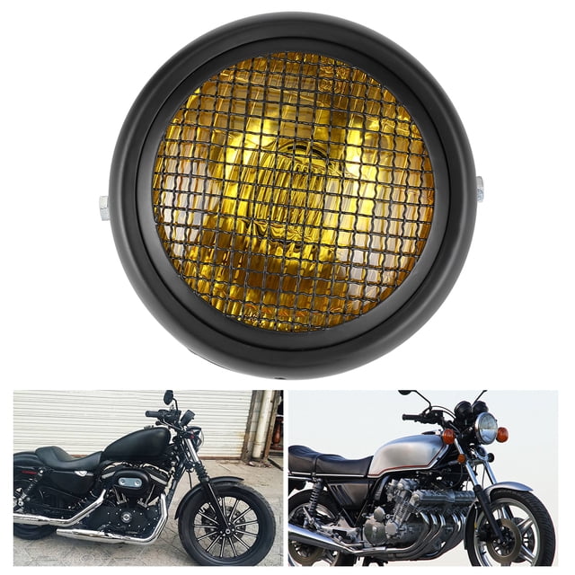 Motorcycle Grill Headlight Retro Style Halogen Head Lamp High Brightness 7in 55W for Motorbike Accessory