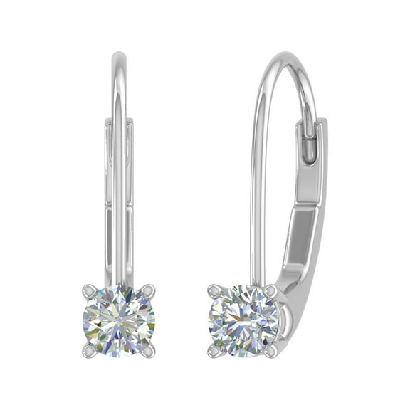 1/4 Carat Diamond Leverback Drop Earrings in 10K White Gold
