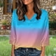 thumbnail image 1 of Xuyuer Women's Holiday Floral Print V-Neck 3/4 Sleeve Casual Loose Shirt, 1 of 5