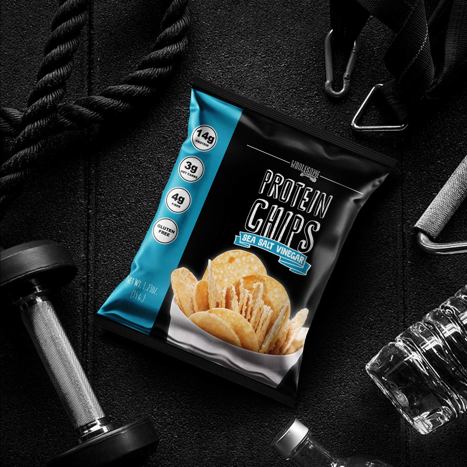 Protein Chips, 14g Protein, 3g-4g Net Carbs, Gluten Free, Keto Snacks, Low Carb Snacks, Protein Crisps, Keto-Friendly, Made in USA (Sea Salt Vinegar, 7 Pack)