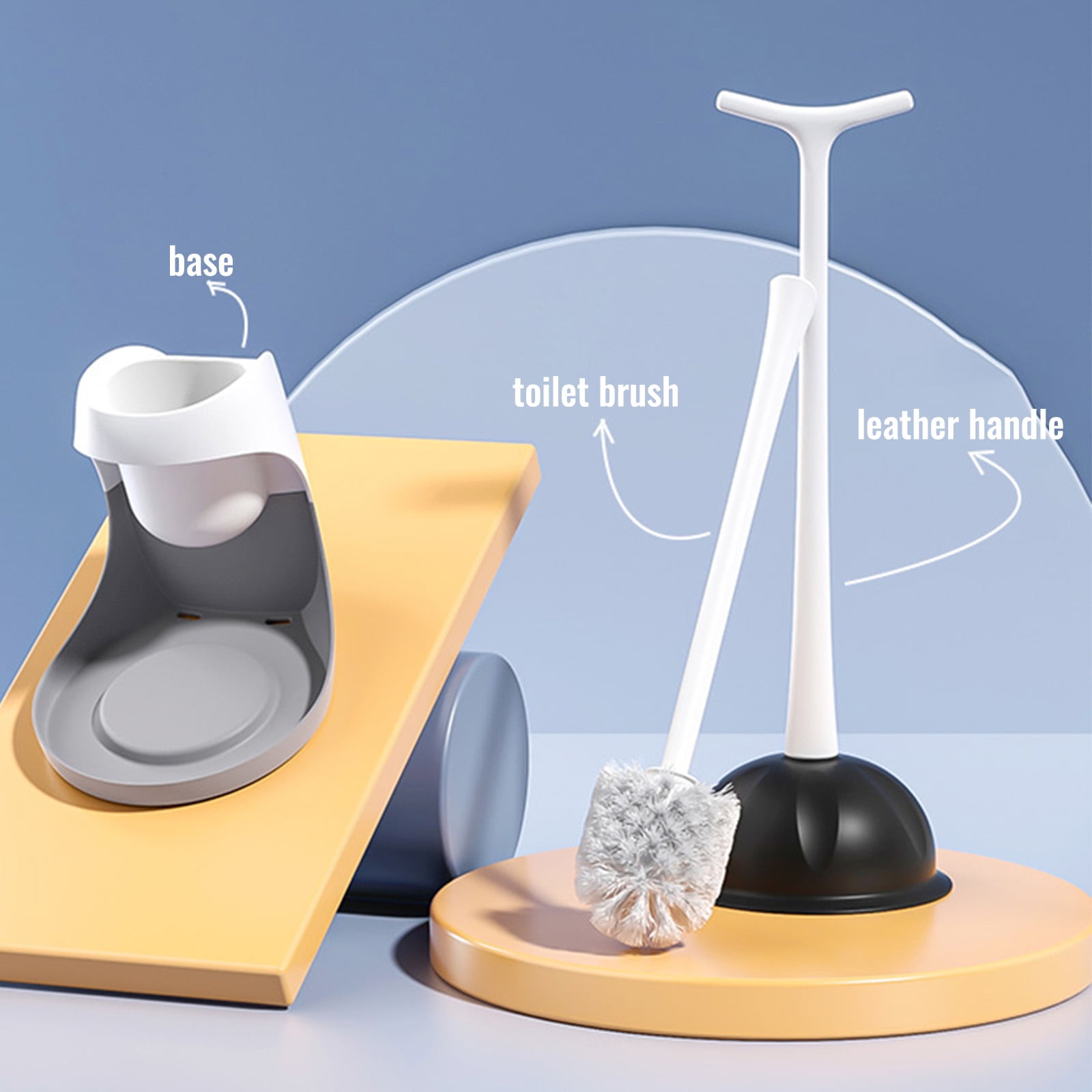 BIBABLYKE Toilet Plunger and Toilet Bowl Brush Combo No Dead Corner Cleaning Brush with Holder Bathroom Toilet Cleaning Tools
