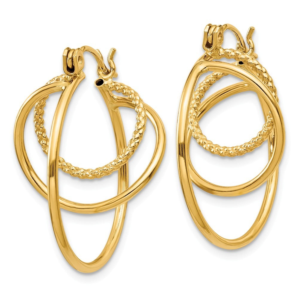 14k Yellow Gold Hollow Polished Hinged post Fancy Swirl Hoop Earrings Measures 21x16mm Wide Jewelry Gifts for Women