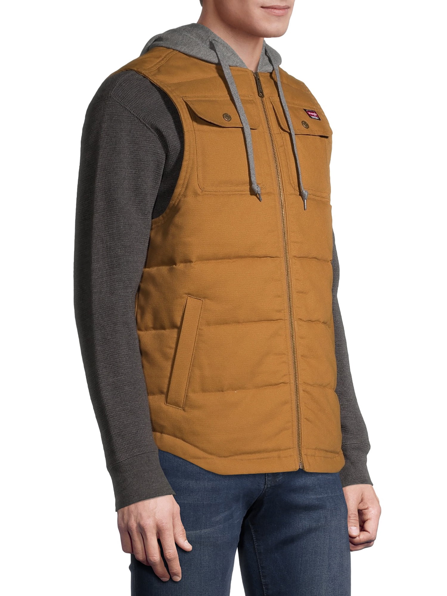 Wrangler Men's Flex Work Vest with Comfort Fleece Hood 