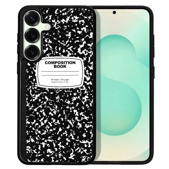 WIRESTER Shockproof Soft Rubber Cover Case for Samsung Galaxy S25  / S25 Plus 6.7" 2025, Black Composition Book