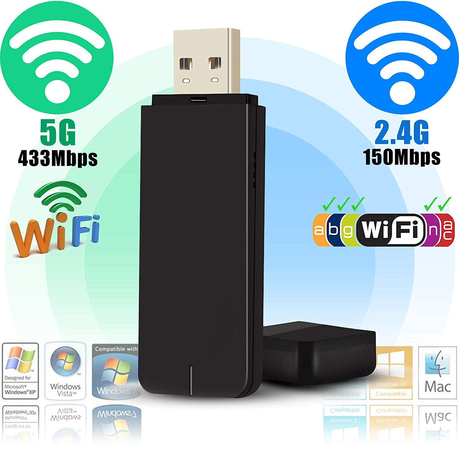 Ehub4you 5G 2 4G Dual Bands 600Mbps Wifi USB Dongle Stick Adapter For 