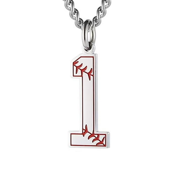 PAURO Vintage Number 1 Necklaces for Men Stainless Steel Hip Hop Number Pendant Charm Necklace, Silver