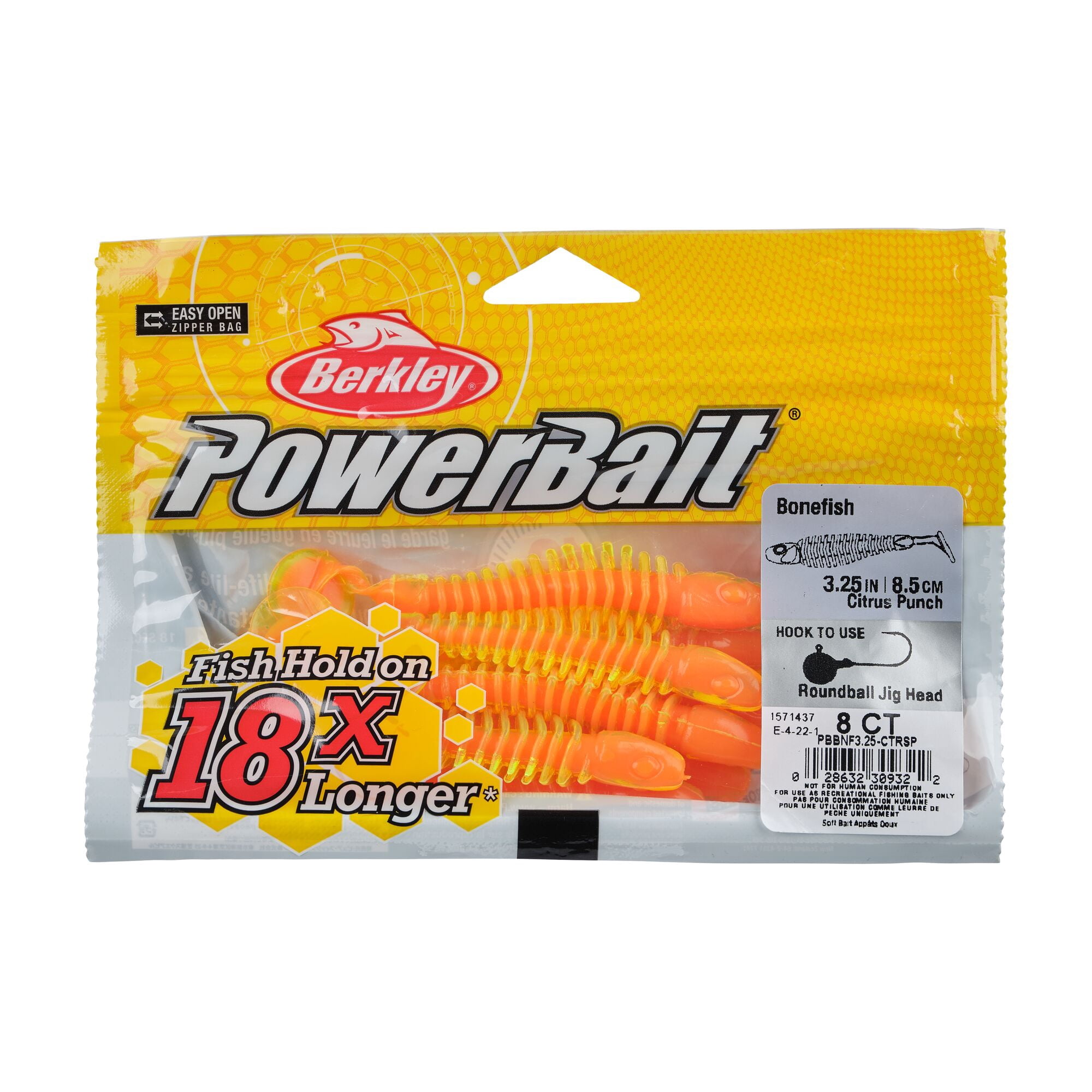 Berkley PowerBait® Bonefish, 3.25 in, Swimbaits, Citrus Punch (8 Count)