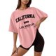 thumbnail image 1 of Camiseta holgada de manga corta y cuello redondo con estampado informal para mujer, 1 of 4