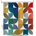 thumbnail image 3 of Colorful Mid Century Modern Shower Curtain, Boho Abstract Geometric Retro Art Shower Curtains for Bathroom, Rainbow Unique Cute Pattern Polyester Fabric with Hooks 54"W x 78"L (Pack of 1), 3 of 6