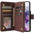 thumbnail image 2 of Wallet Case for Samsung Galaxy S21, Premium Vintage PU Leather Magnetic Closure Handbag Zipper Pocket Case Kickstand Card Holder Slots with Wrist Strap TPU Shockproof Flip Case - Coffee, 2 of 8