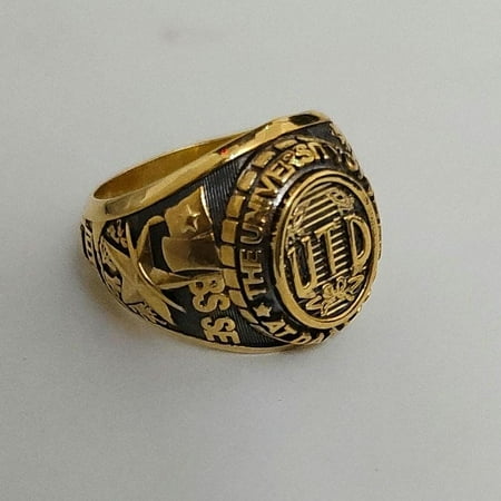 University of Texas Take Ring - 14k Yellow Gold Plated Sterling Silver College Jewelry, UTD Gift