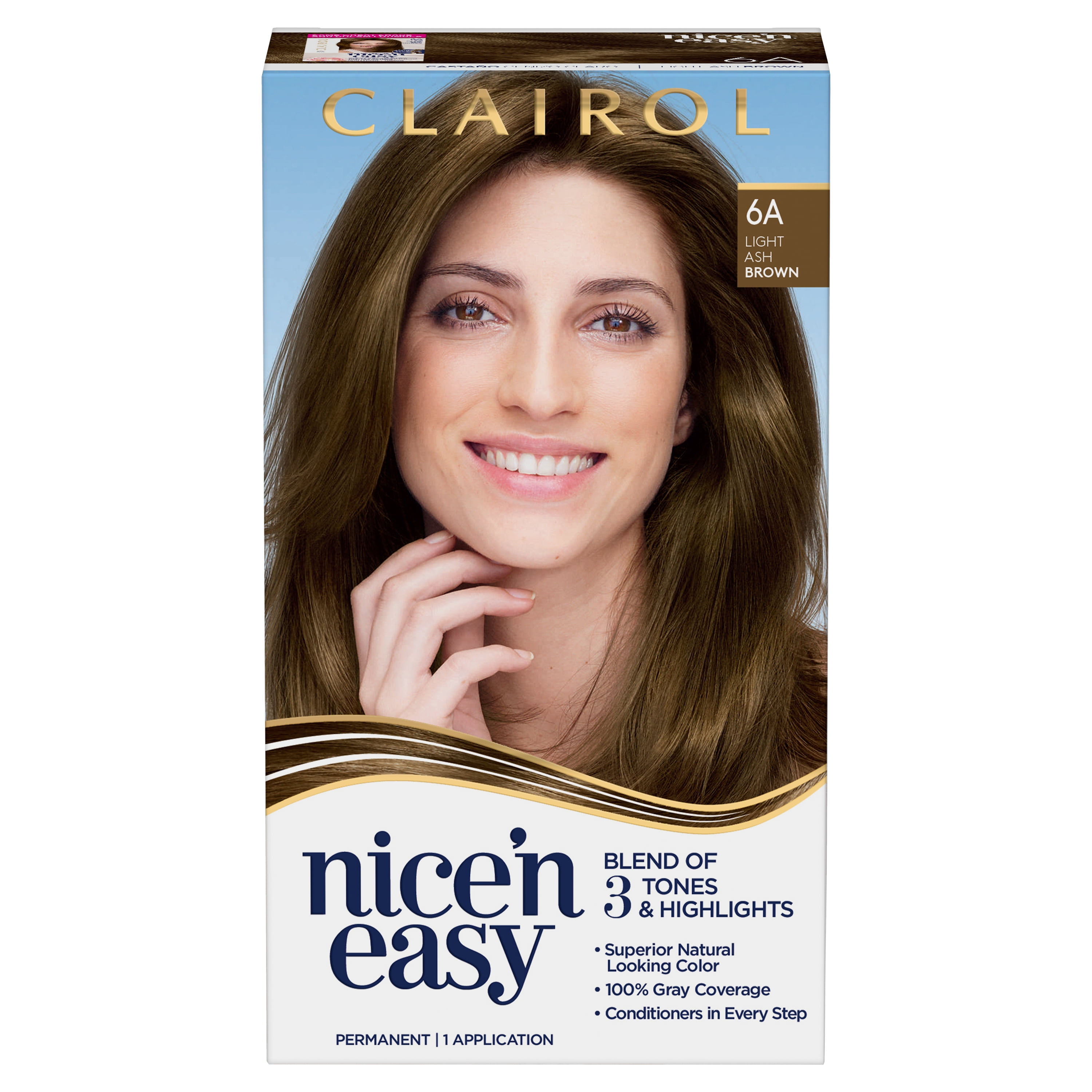 Nice n Easy Permanent Color - 6A 114 Light Ash Brown by Clairol for Women -  1 Application Hair Color - Walmart.com