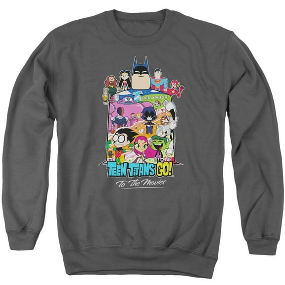 Teen Titans Go To The Movies Hollywood Adult Crewneck Sweatshirt Charcoal