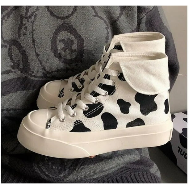 Haut plate forme vache toile femmes chaussures moche mignon