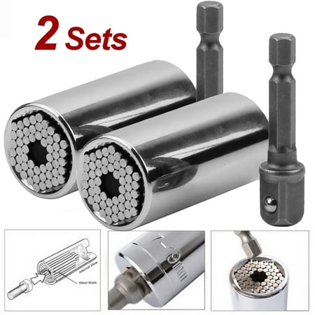 

7mm-19mm 4-Pieces Universal Socket Set with 1/4-in Hex Socket Adapter 2-Pack