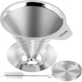 thumbnail image 1 of FOXAS Pour Over Coffee Dripper Filter, Reusable Stainless Steel Metal Pour Over Coffee Maker Cone,Paperless Permanent Coffee Strainer,Coffee Mesh Filters for 1-4 Cup with Base and Cleaning Brush, 1 of 8