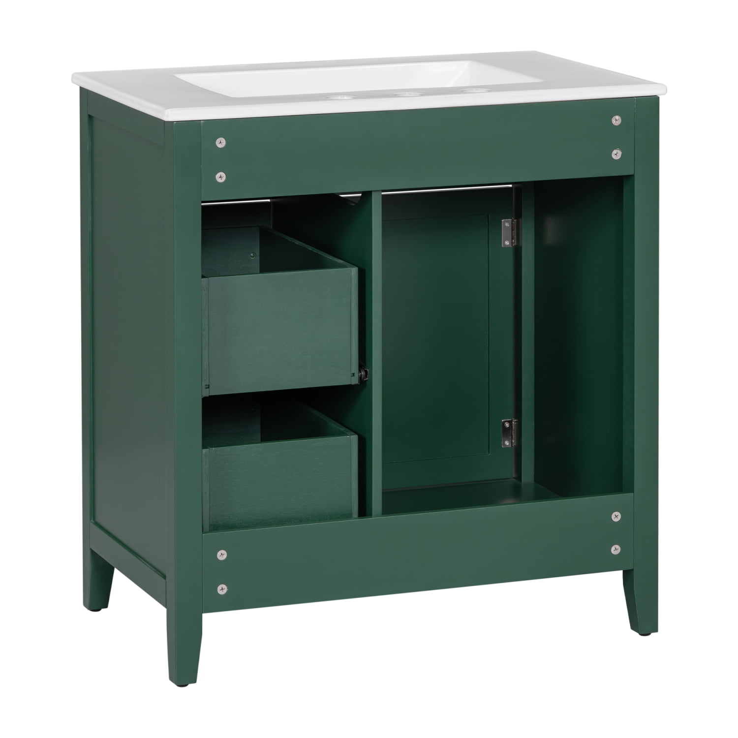 Harper & Bright 20" Bathroom Vanity With Sink - Freestanding, Ceramic Basin, Soft-Close Drawer, White