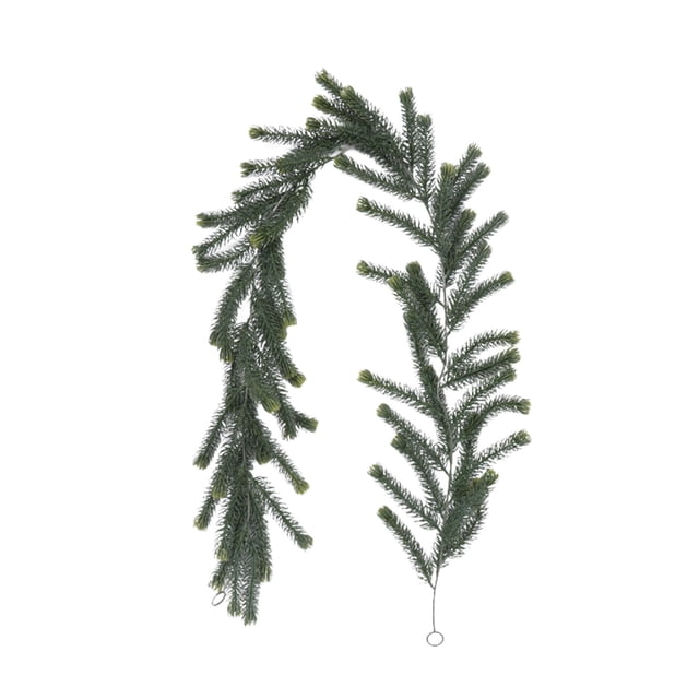 COM1950s Green Leaves Decor, One Point Eight Meters Rattan Plastic Soft Rubber Pines Needle Green Leaves Decorative Strip Pines Cedar Rattan