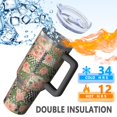 thumbnail image 5 of 40oz Pioneer Flower Floral Print Pattern Insulated Tumbler with Handle, BPA-Free Leak Proof Lid and Straws, Double Wall Vacuum, Hot 12h/Cold 34h, 5 of 6