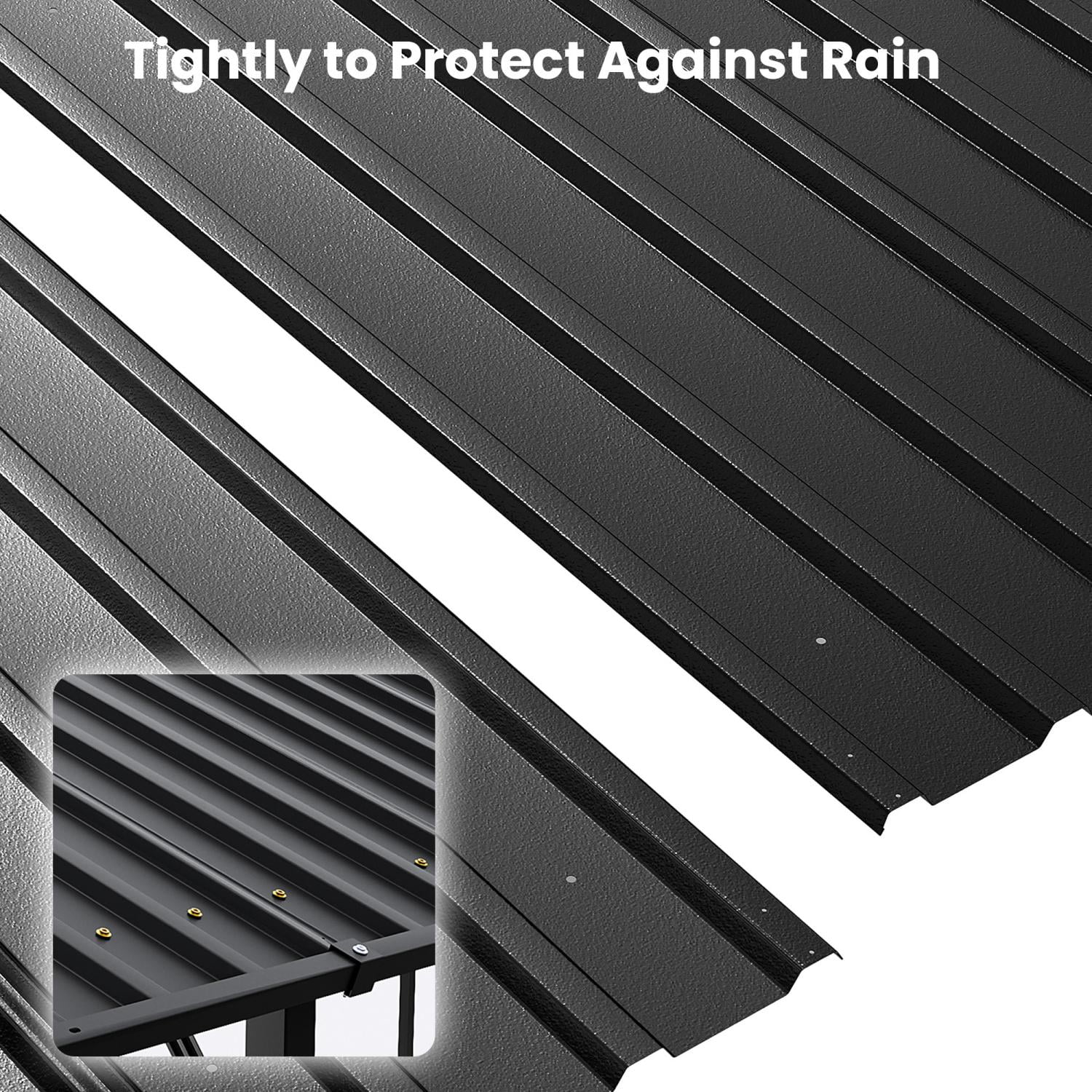 VENTOPYR 10' x 20' Outdoor Heavy Duty Carport with Galvanized Steel Roof for Car, Boat, Truck,Black