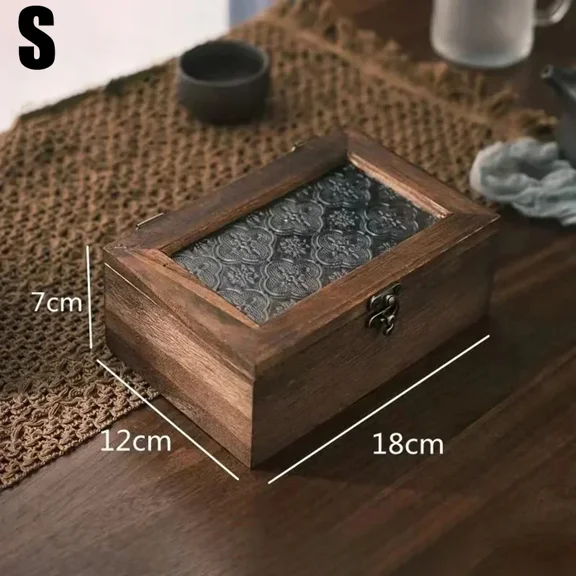 Retro Wooden Storage Box Plain Wood With Lid Multifunction Hinged Boxes Gift Packing Jewelry Case Box Home Sundries Storage Box/