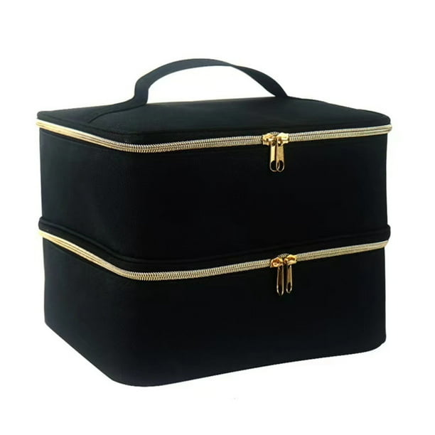Caja de Bolsa de Almacenamiento Portátil de Esmalte de Uñas en Gel, Capacidad de 30 Botellas con Lámpara para Hornear, Organizador de Compartimiento Doble Grande para Herramientas de Uñas Y Accesorios