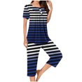 thumbnail image 3 of Bovxnpu Womens Plus Size Pajama Sets, 2 Piece Loungewear For Women, Women's Fashionable Casual Loose Printed Round Neck Button Up Capris Pajama Set M, 3 of 6