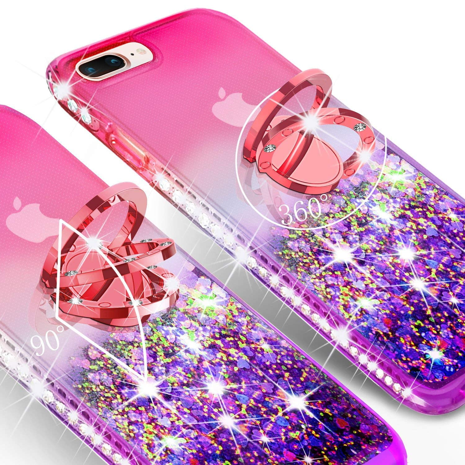 iPhone 7 Case, iPhone 8 Case, Liquid Floating Quicksand Glitter Phone