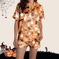thumbnail image 6 of IMENGL Womens Halloween Pajama Sets Soft Casual Short Sleeve Button Down Tops and Shorts Comfort Comfy Loungewear Pajamas Set for Women,S-XXXL, 6 of 7