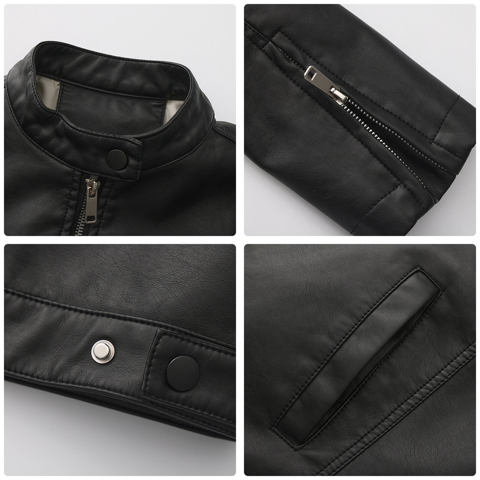 Faux Leather Jacket Womens Motorcycle Racing Bomber Coat Pockets Long Sleeve Zipper Retro Moto Biker Outfits (M, Black)