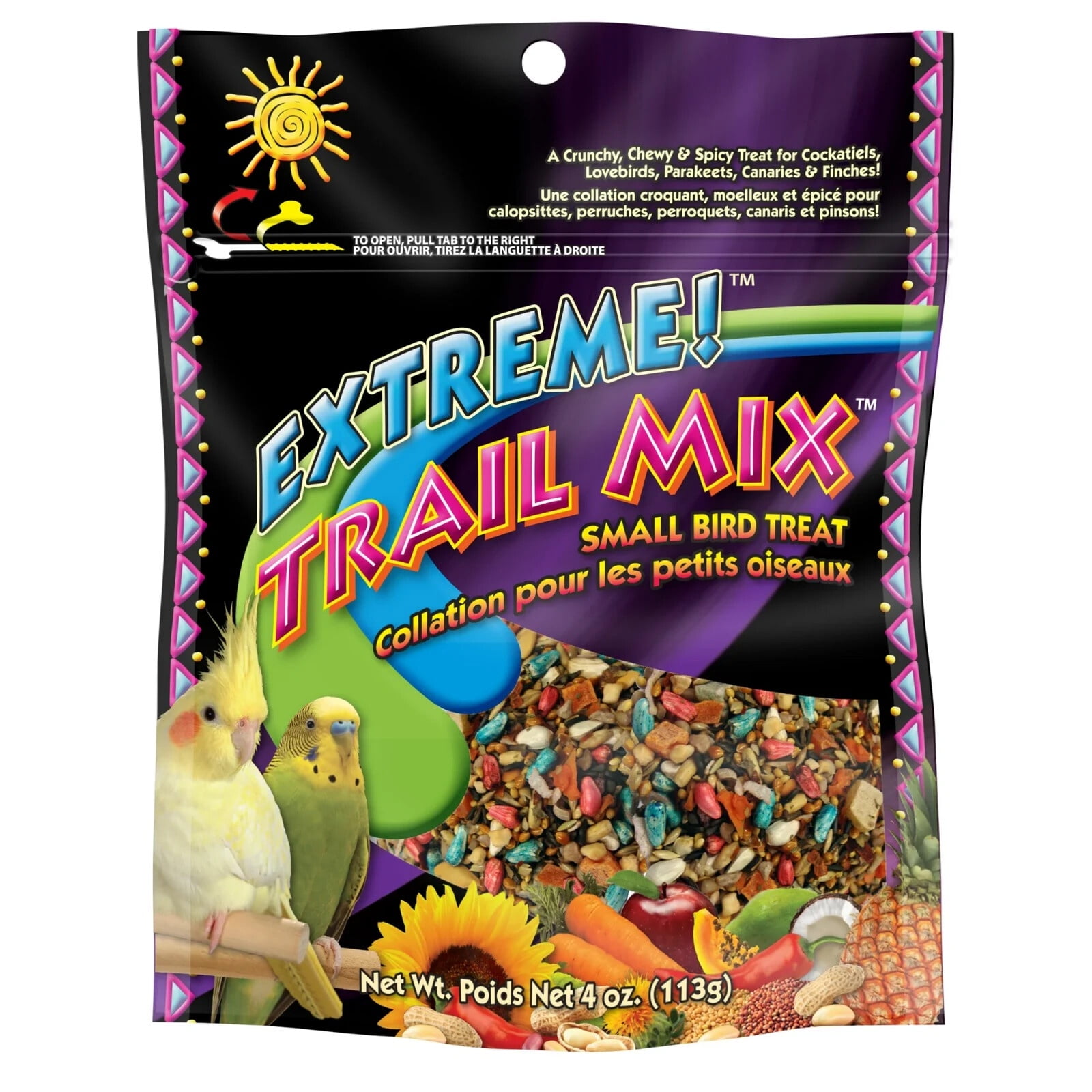 (2 pack) Brown's Extreme! Trail Mix for Cockatiels, Lovebirds, Parakeets, Canaries & Finches, Small Bird Treat, 4 oz