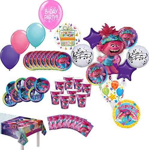 Trolls World Tour Party Supplies Poppy Concert Balloon Bouquet Decorations 