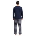 thumbnail image 4 of Amaxer Men's Loungewear Pajama Set Knit Long Sleeve T-Shirt and Fleece Pants 100% Cotton Black&Cream Plaid L, 4 of 7