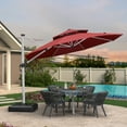 thumbnail image 3 of PURPLE LEAF 11FT Deluxe Round Patio Umbrella, Large Offset Cantilever Umbrella with 360° Rotation, Terra, 3 of 13