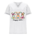 thumbnail image 4 of Corto para las Mujeres Casual Verano 2025 Pascua Impresión V-Cuello Camiseta, Ligero 95% Poliéster 5% Spandex Top para Toda la Temporada Hogar Y Diario, 4 of 7
