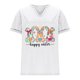thumbnail image 3 of Corto para las Mujeres Casual Verano 2025 Pascua Impresión V-Cuello Camiseta, Ligero 95% Poliéster 5% Spandex Top para Toda la Temporada Hogar Y Diario, 3 of 7