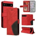 thumbnail image 1 of Compatible Google Pixel 6A Case, Leather Wallet Case Stand View Magnetic Clasp Book Flip Folio Phone Cover - Red, 1 of 5
