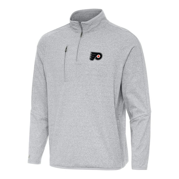 Men's Antigua Heather Gray Philadelphia Flyers Certain Quarter-Zip Tri-Blend Sweatshirt