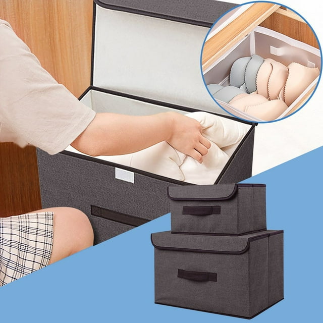 Boîte de Rangement Pliable Vêtements Bricoles Boîte de Rangement Portable avec Couvercle Boîte de Rangement Pliable
