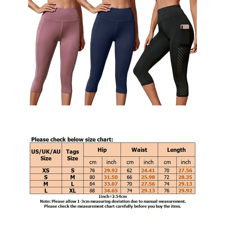 Capreze Womens Tummy Control Capri Leggings Body Shaping Mesh Yoga Pant  High Waist Sports Crop Pants